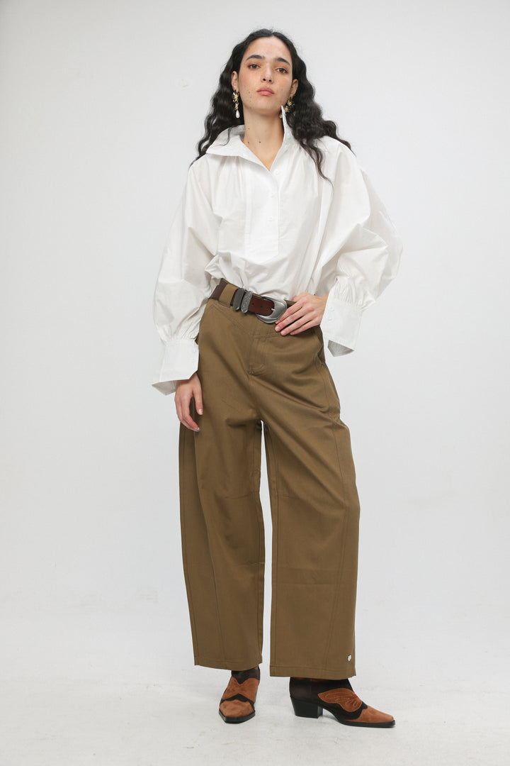 Volume White Balloon Blouse