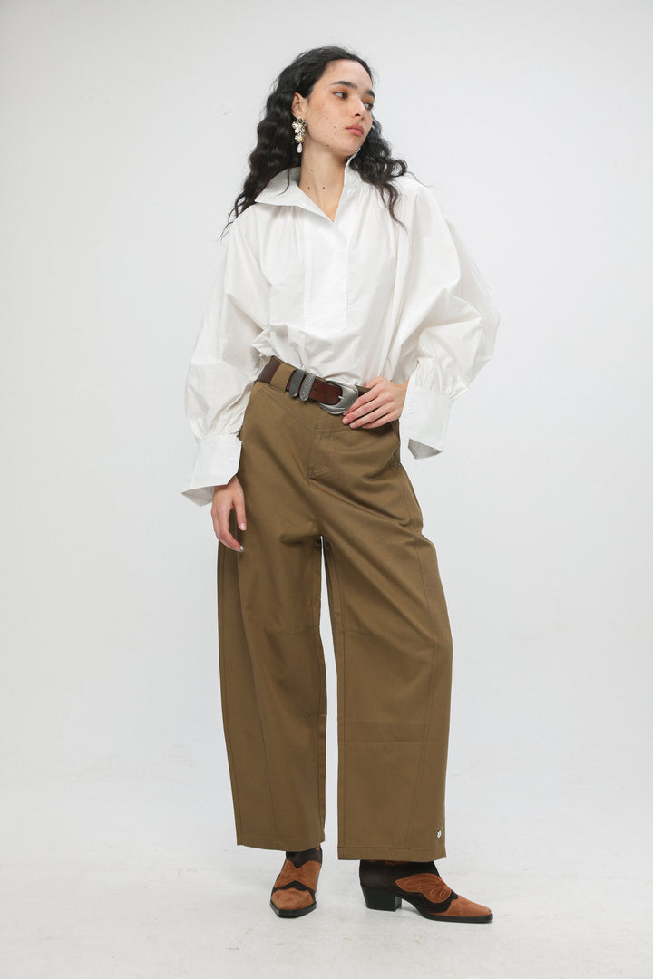 Volume White Balloon Blouse