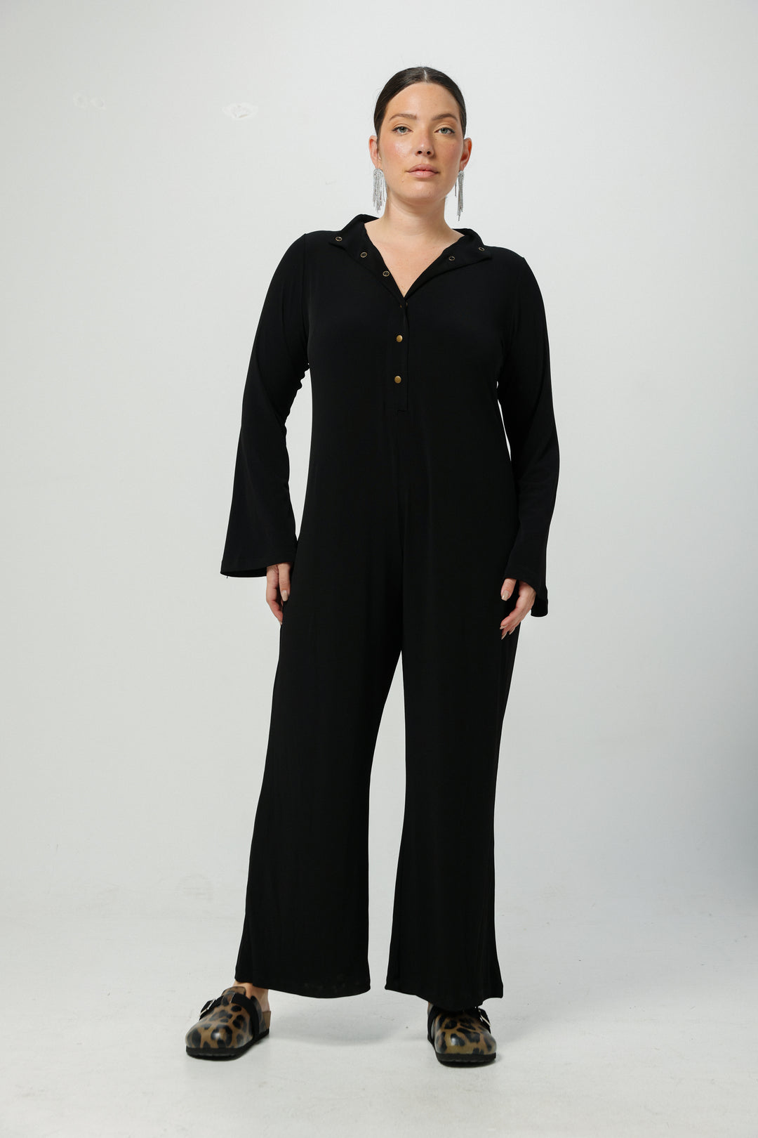 Snaps Brown Wide Jumpsuit