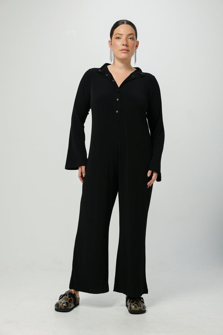 Snaps Brown Wide Jumpsuit