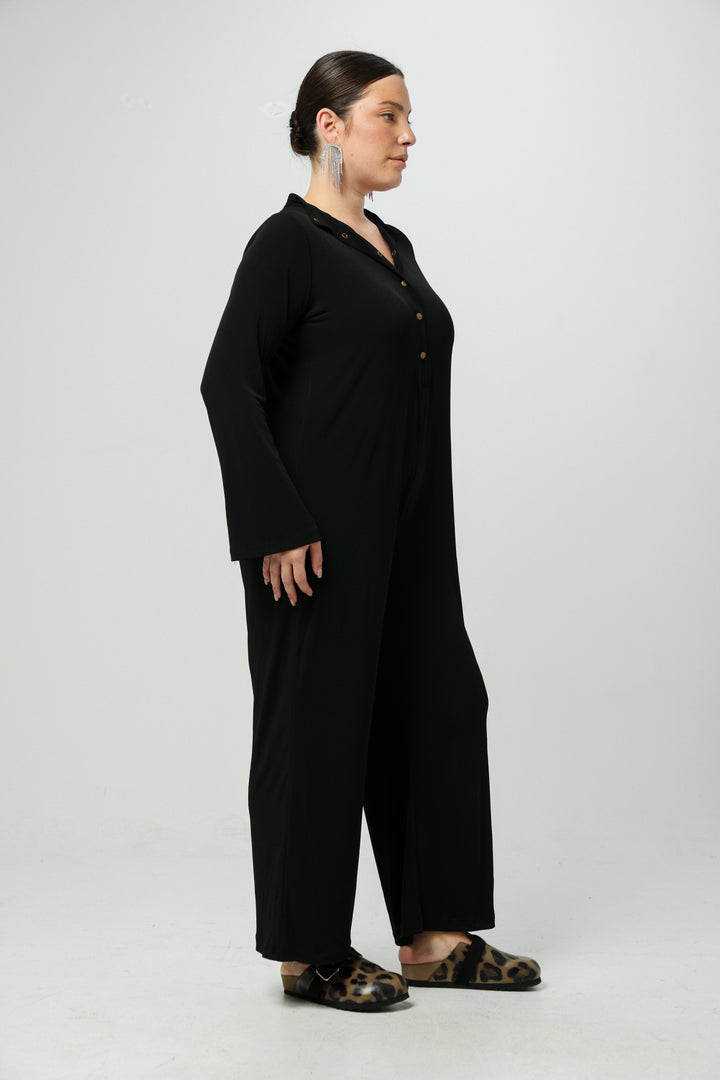 Snaps Brown Wide Jumpsuit