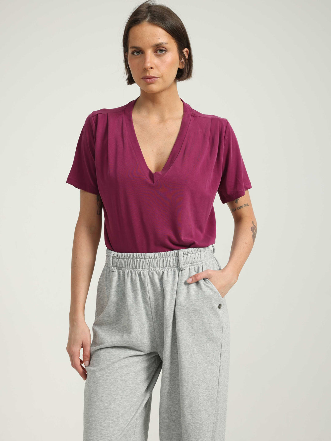 Just V Dark Pink T-Shirt