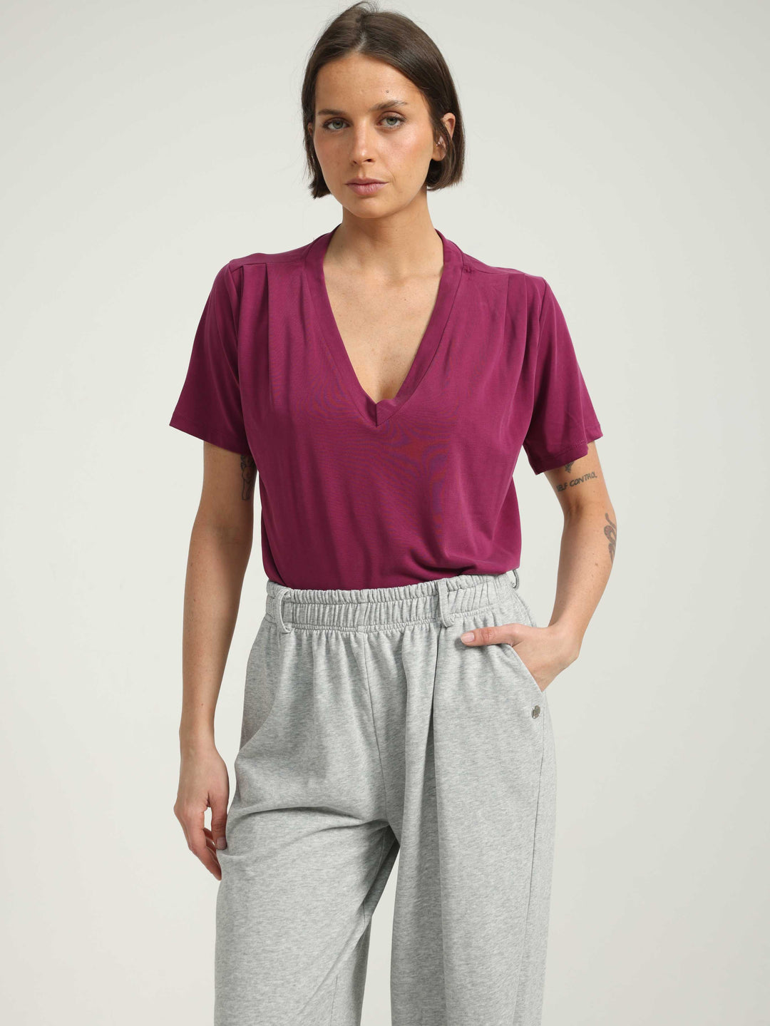 Just V Dark Pink T-Shirt