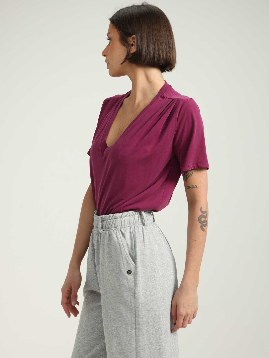 Just V Dark Pink T-Shirt