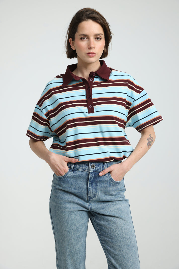 Sound Wine Striped Polo