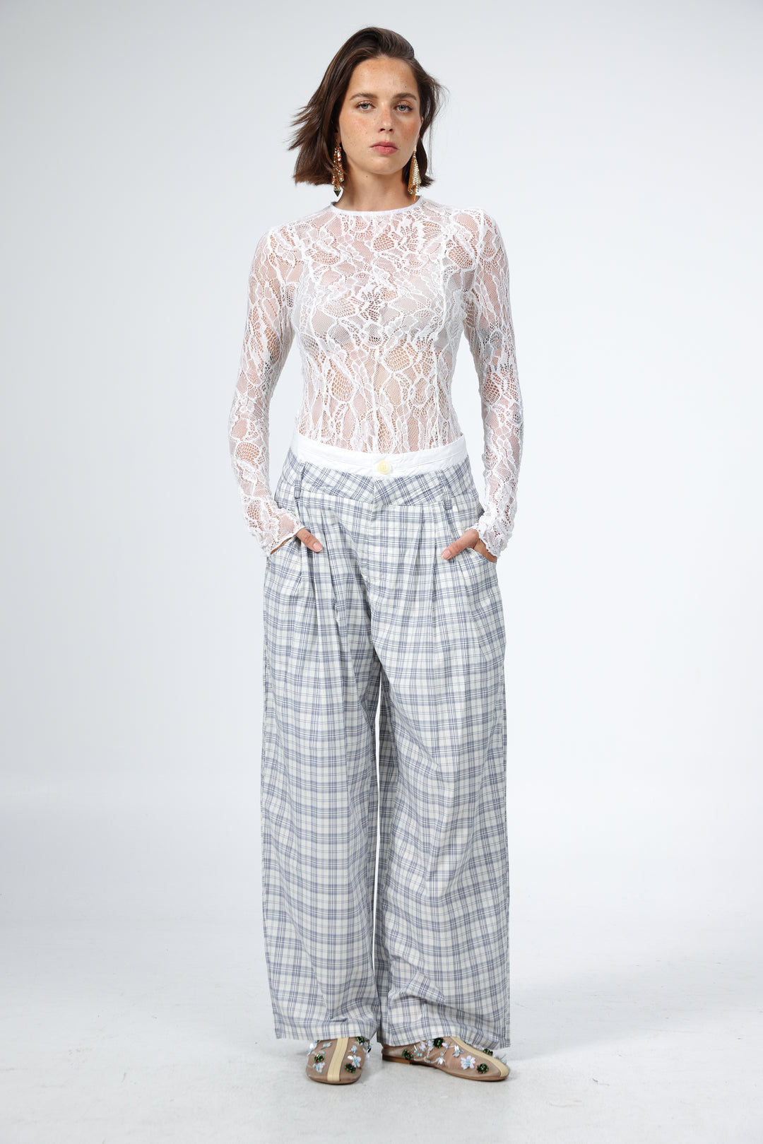 Owl Blue Plaid Bottoms
