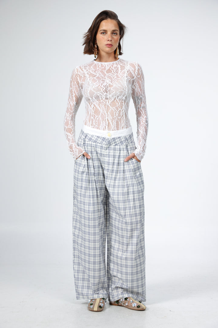 Owl Blue Plaid Bottoms
