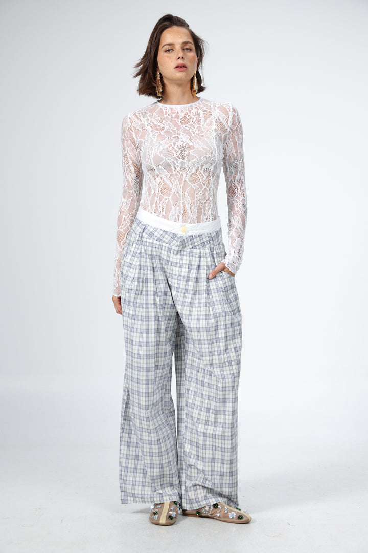 Owl Blue Plaid Bottoms