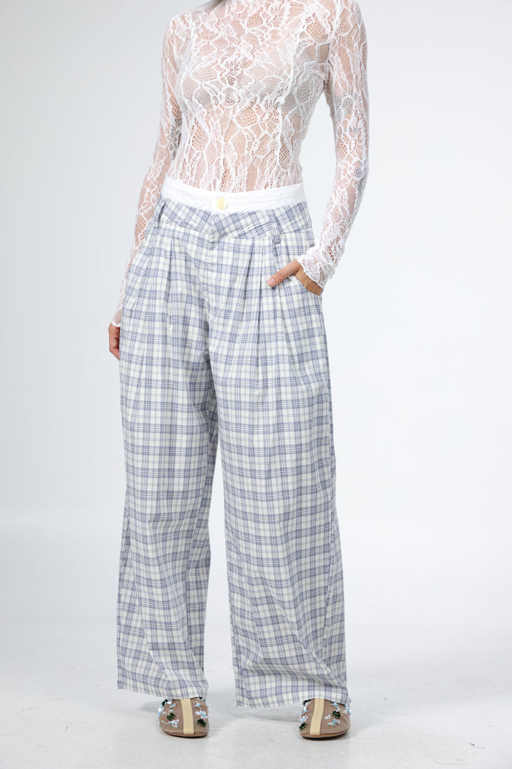 Owl Blue Plaid Bottoms