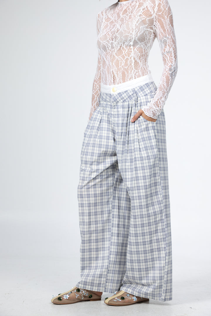 Owl Blue Plaid Bottoms
