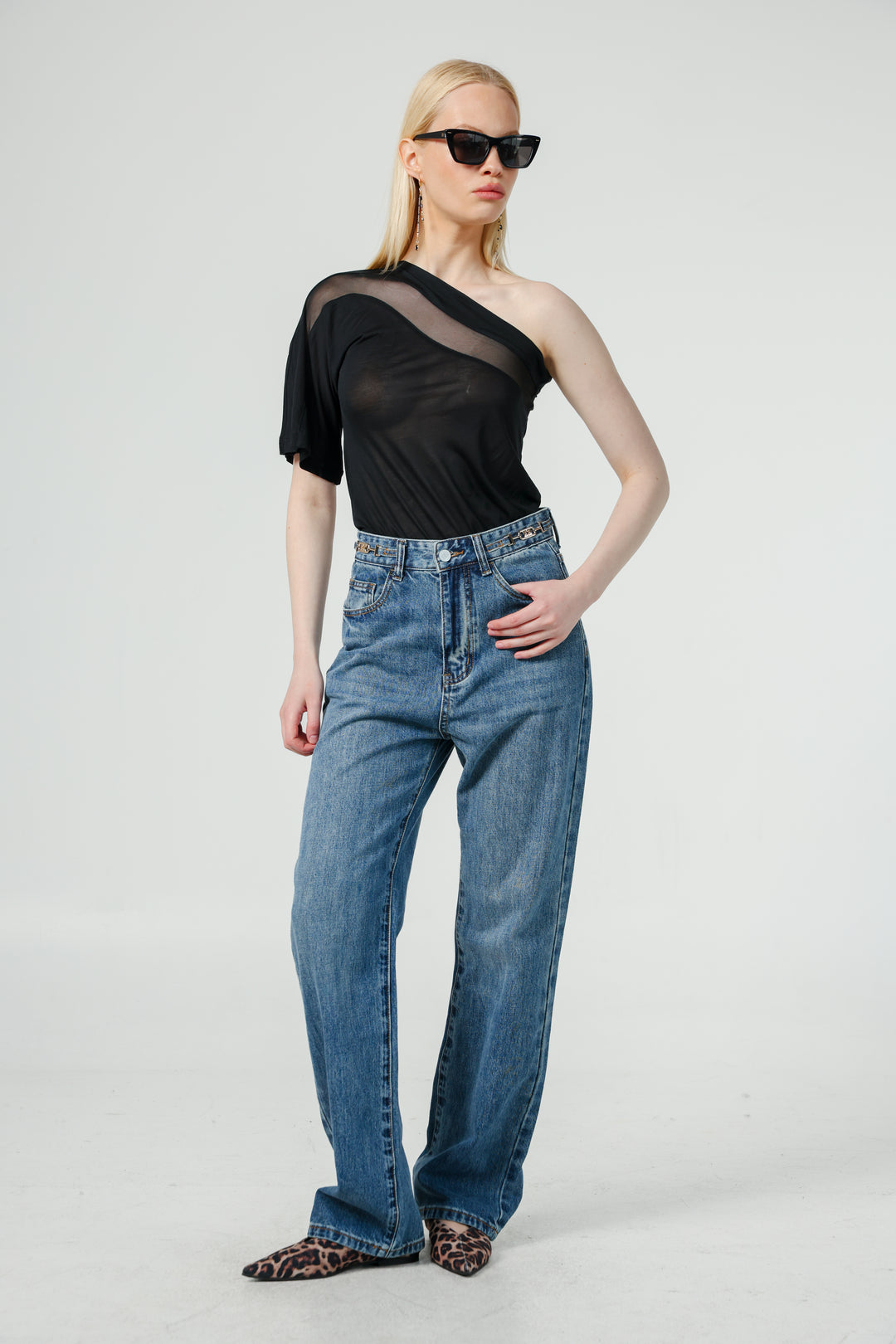 Treat Black One Shoulder Top