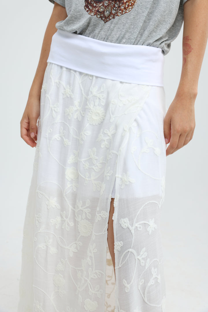 Prado White Maxi Skirt