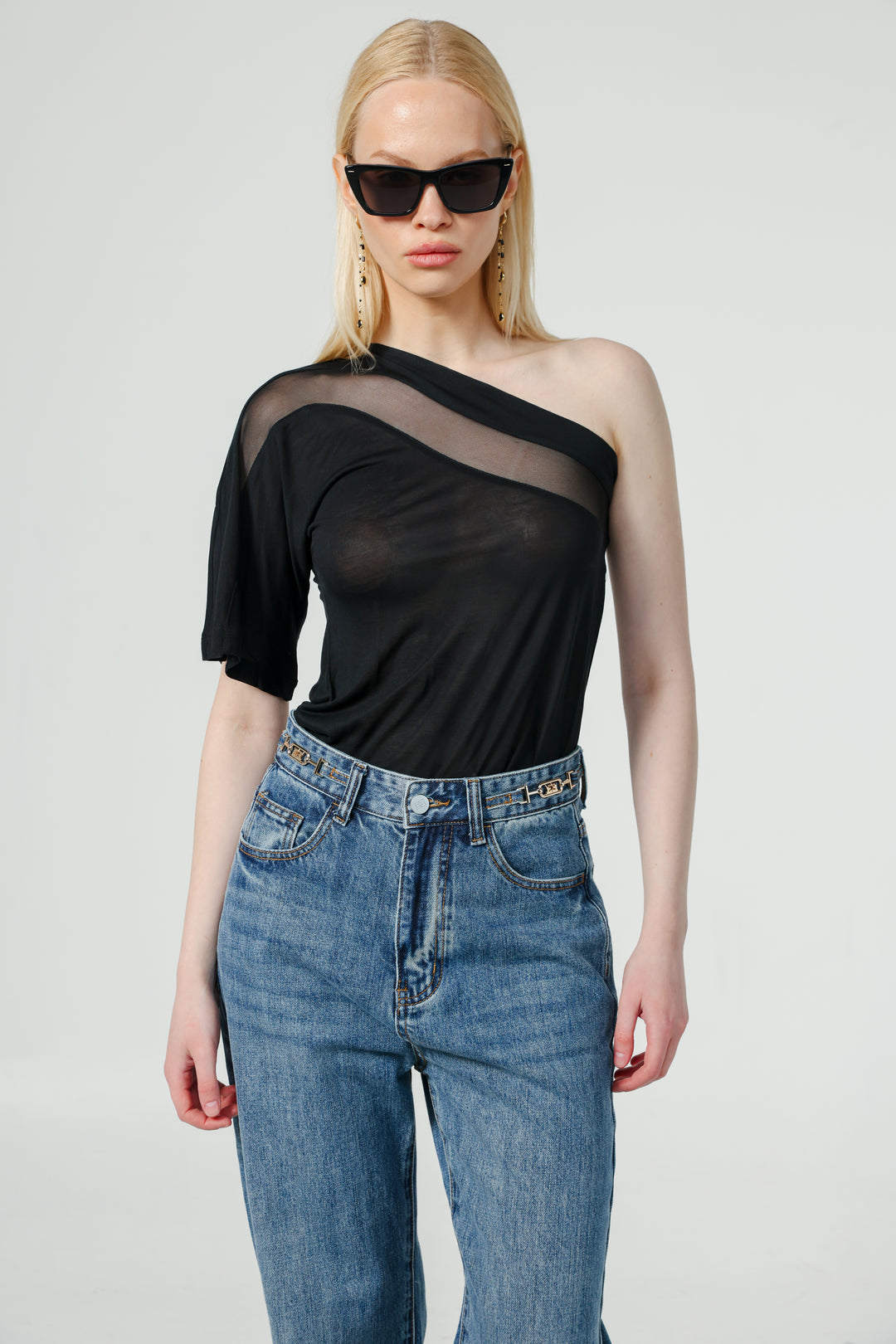 Treat Black One Shoulder Top