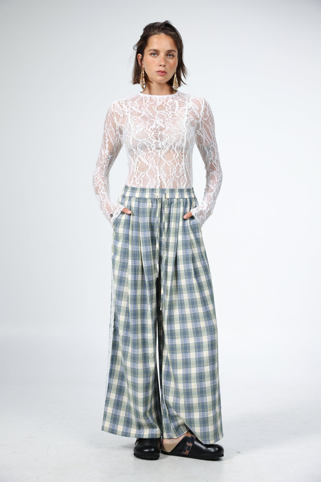 Blue Checkered Wide Bottoms