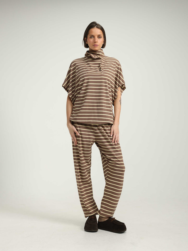Must Brown Striped Polo