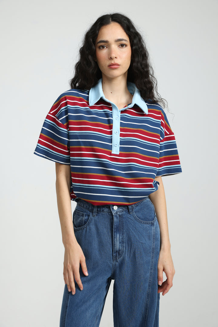 Sound Navy Striped Polo