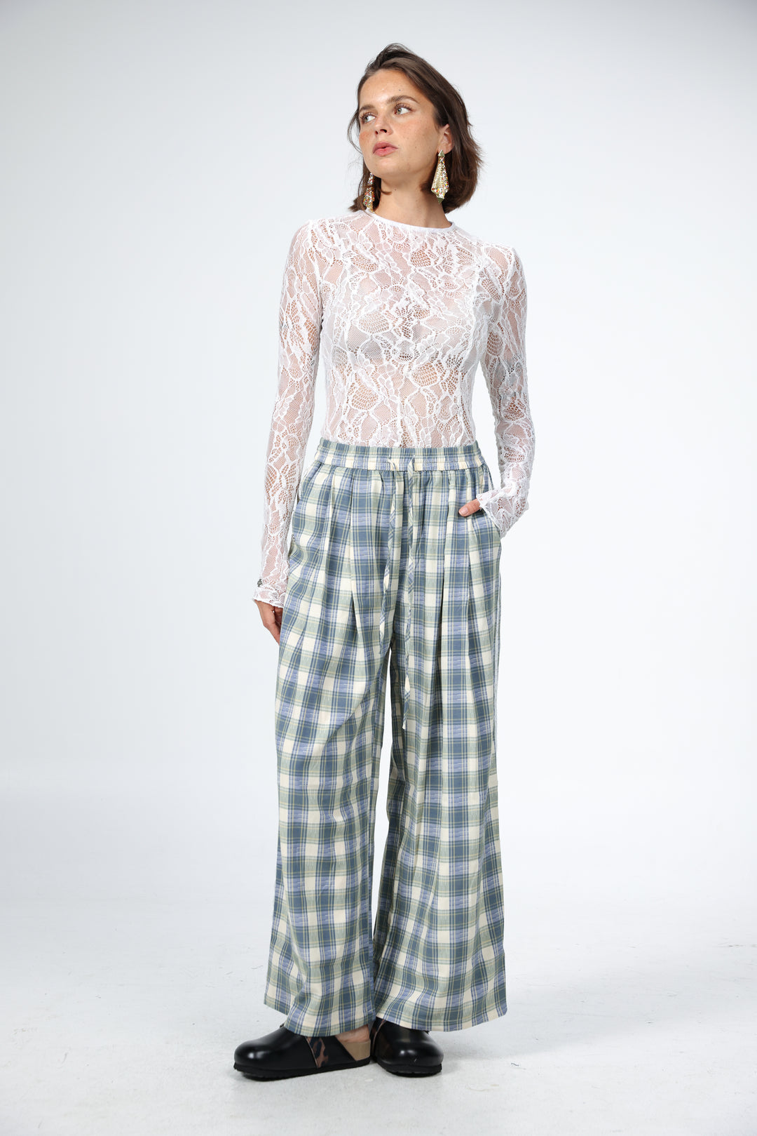 Blue Checkered Wide Bottoms