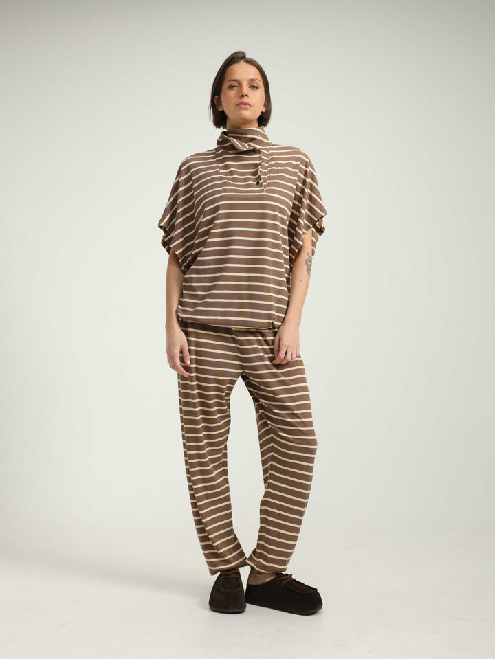 Must Brown Striped Polo