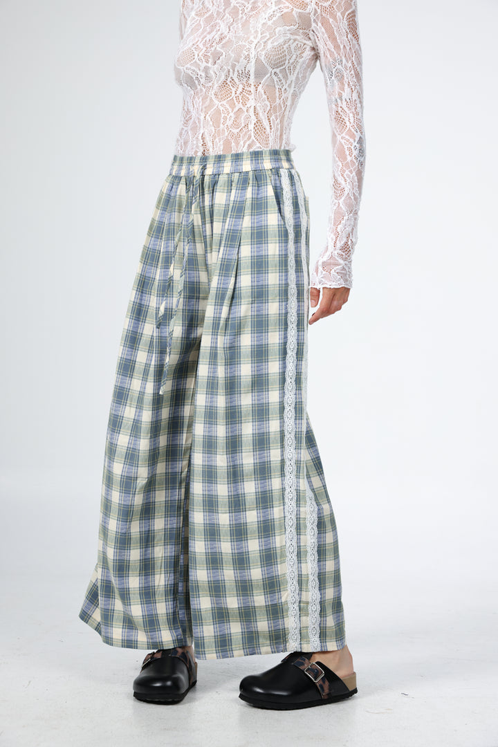 Blue Checkered Wide Bottoms