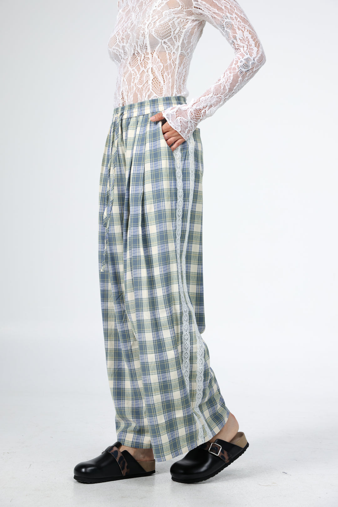 Blue Checkered Wide Bottoms