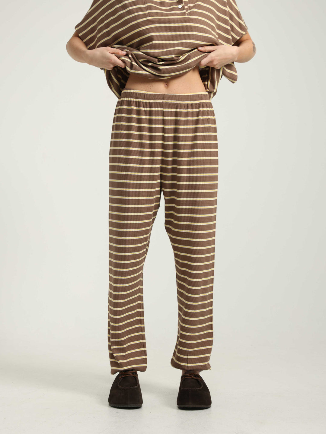 Lounge Brown Striped Joggers
