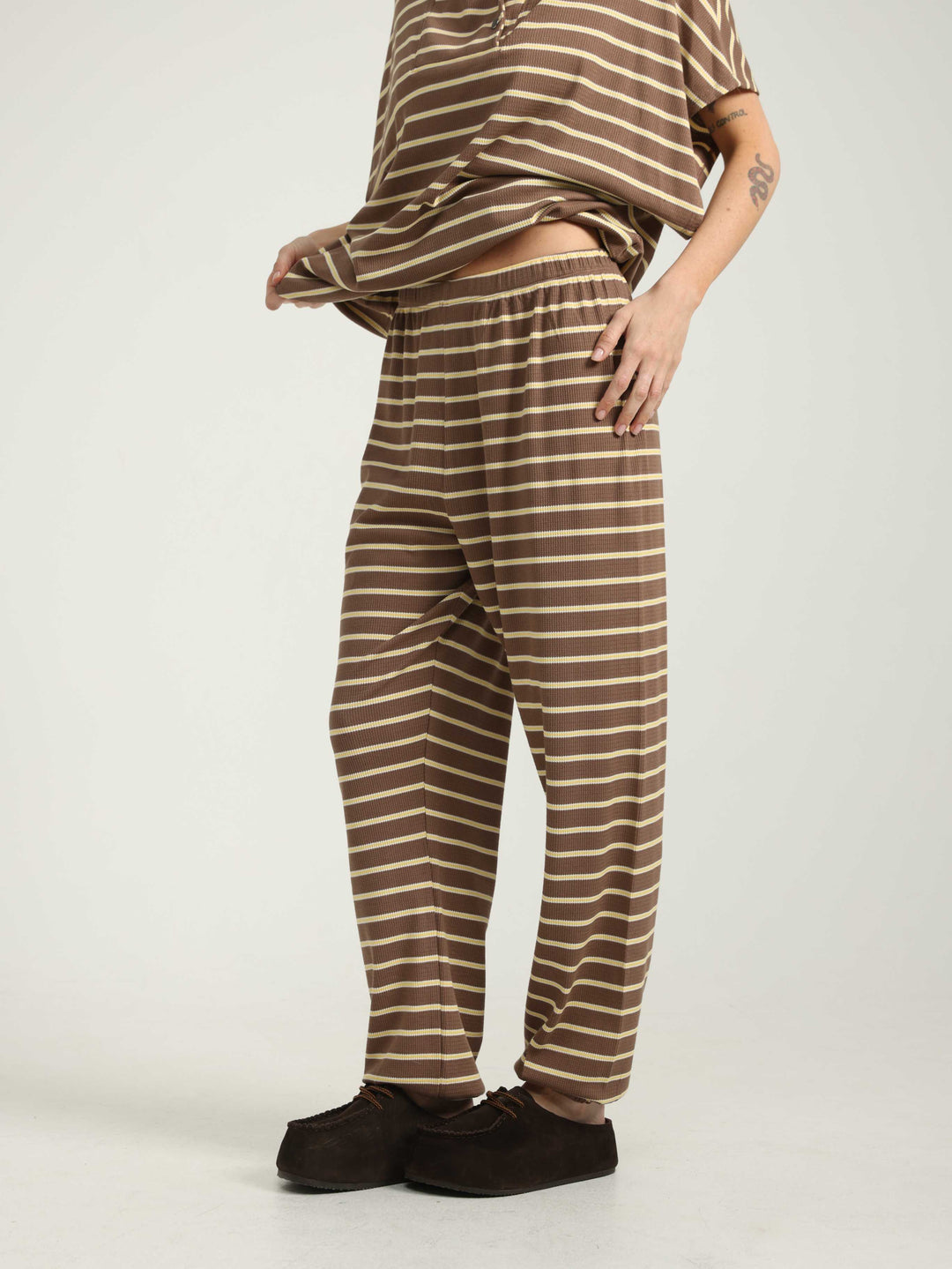 Lounge Brown Striped Joggers