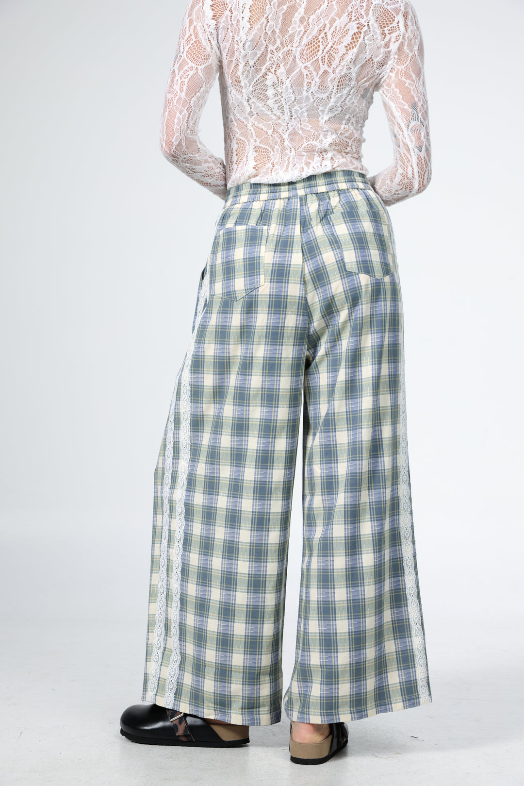 Blue Checkered Wide Bottoms