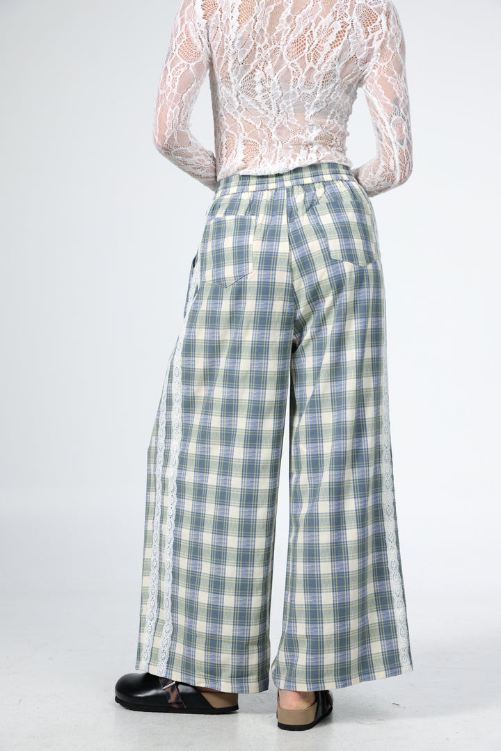 Blue Checkered Wide Bottoms