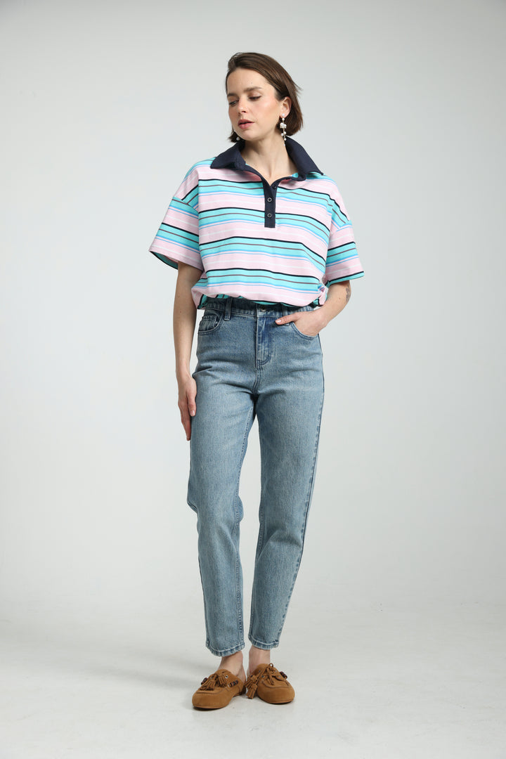 Sound Pink Striped Polo