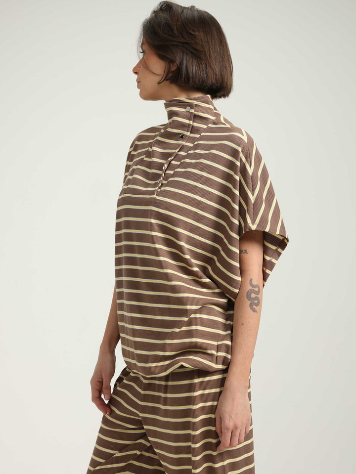 Must Brown Striped Polo