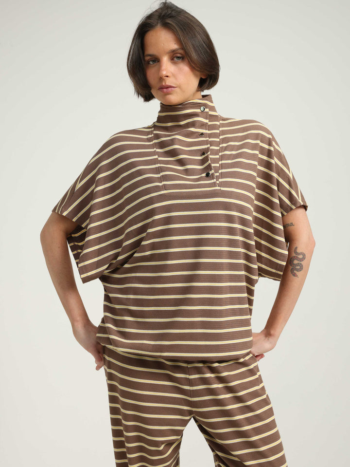 Must Brown Striped Polo
