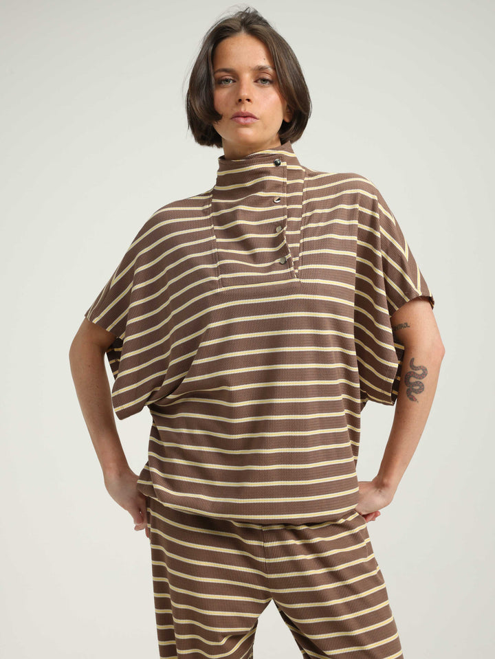 Must Brown Striped Polo