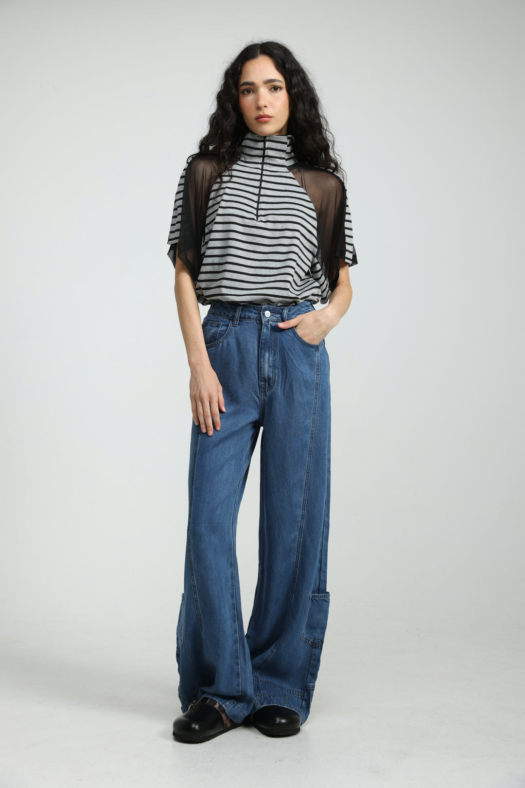 Markid Grey Striped Polo