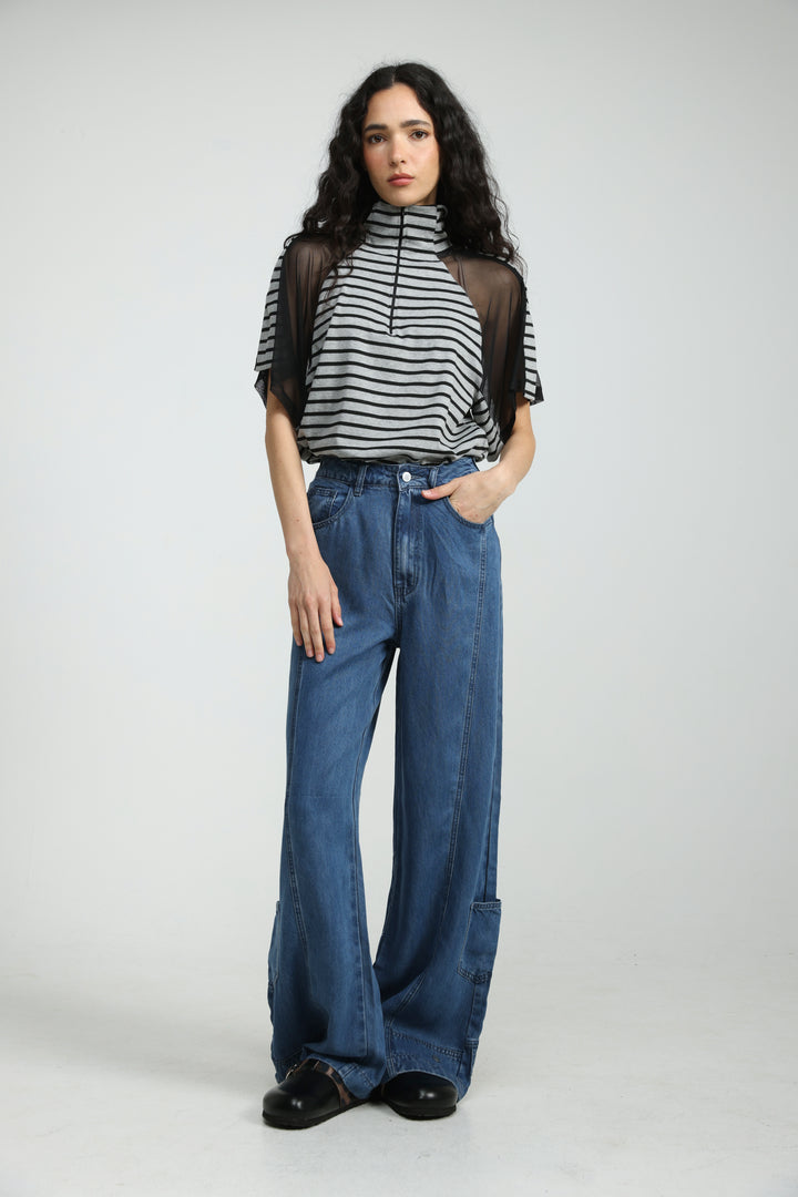 Markid Grey Striped Polo