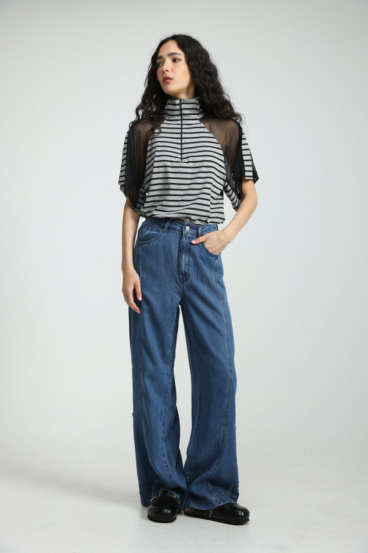 Markid Grey Striped Polo