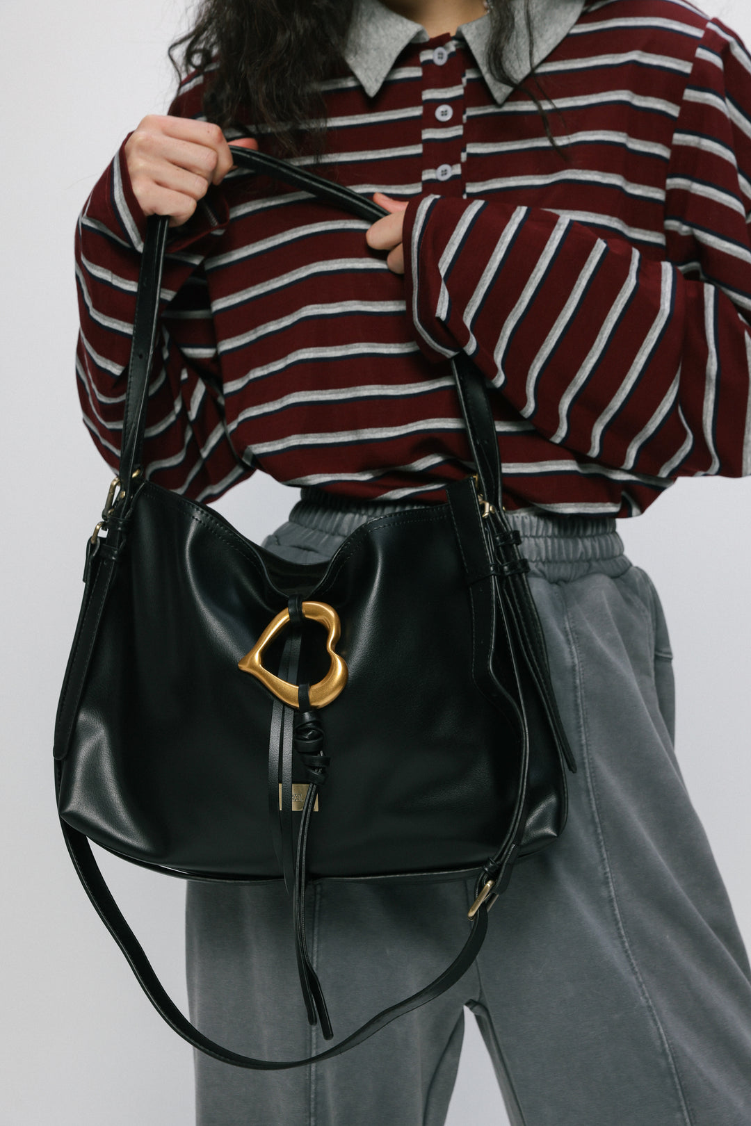 Heart Black Side Bag