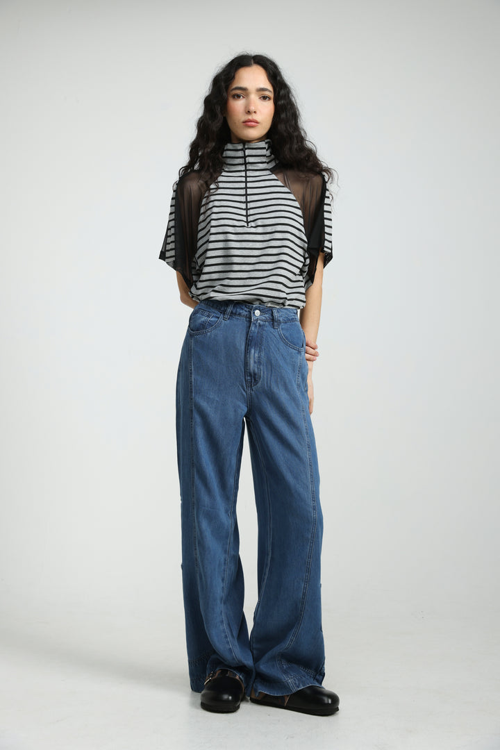 Markid Grey Striped Polo