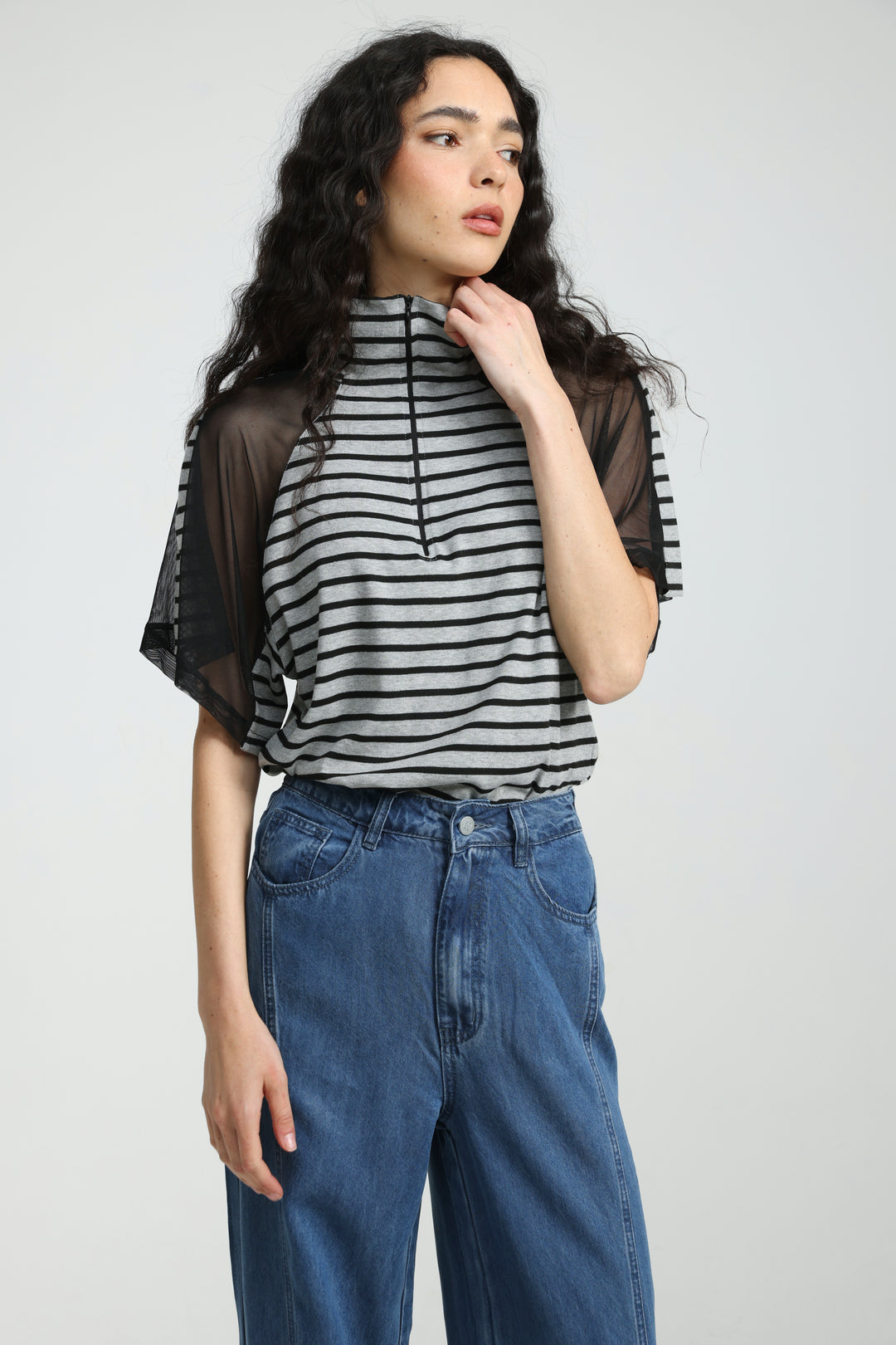 Markid Grey Striped Polo