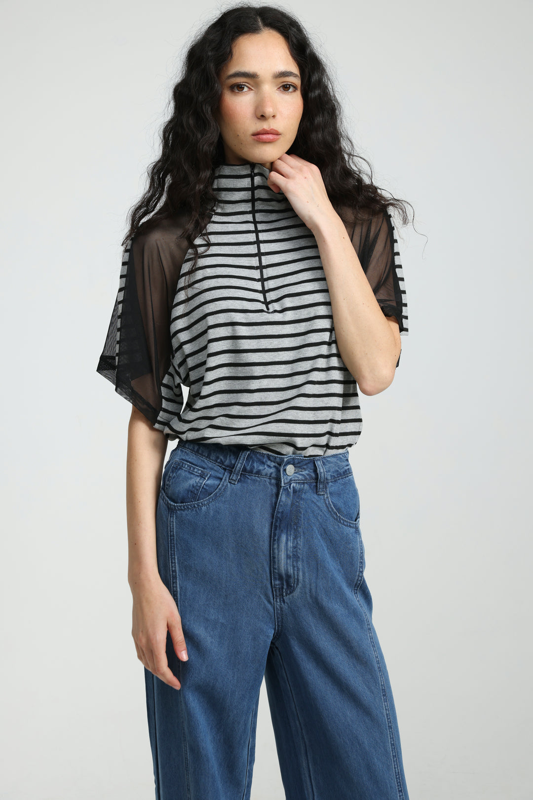 Markid Grey Striped Polo