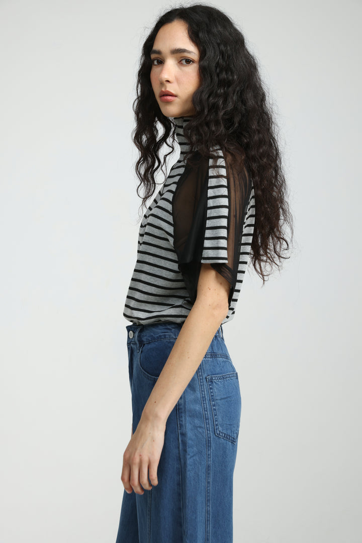 Markid Grey Striped Polo