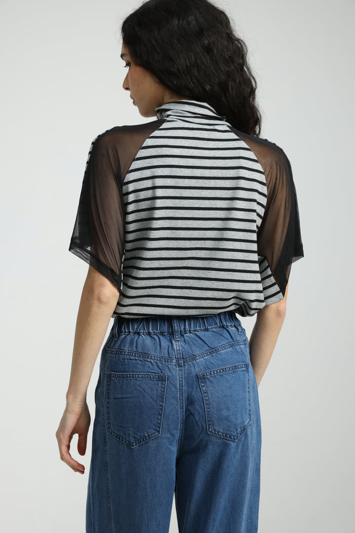 Markid Grey Striped Polo