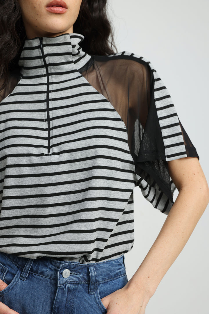 Markid Grey Striped Polo