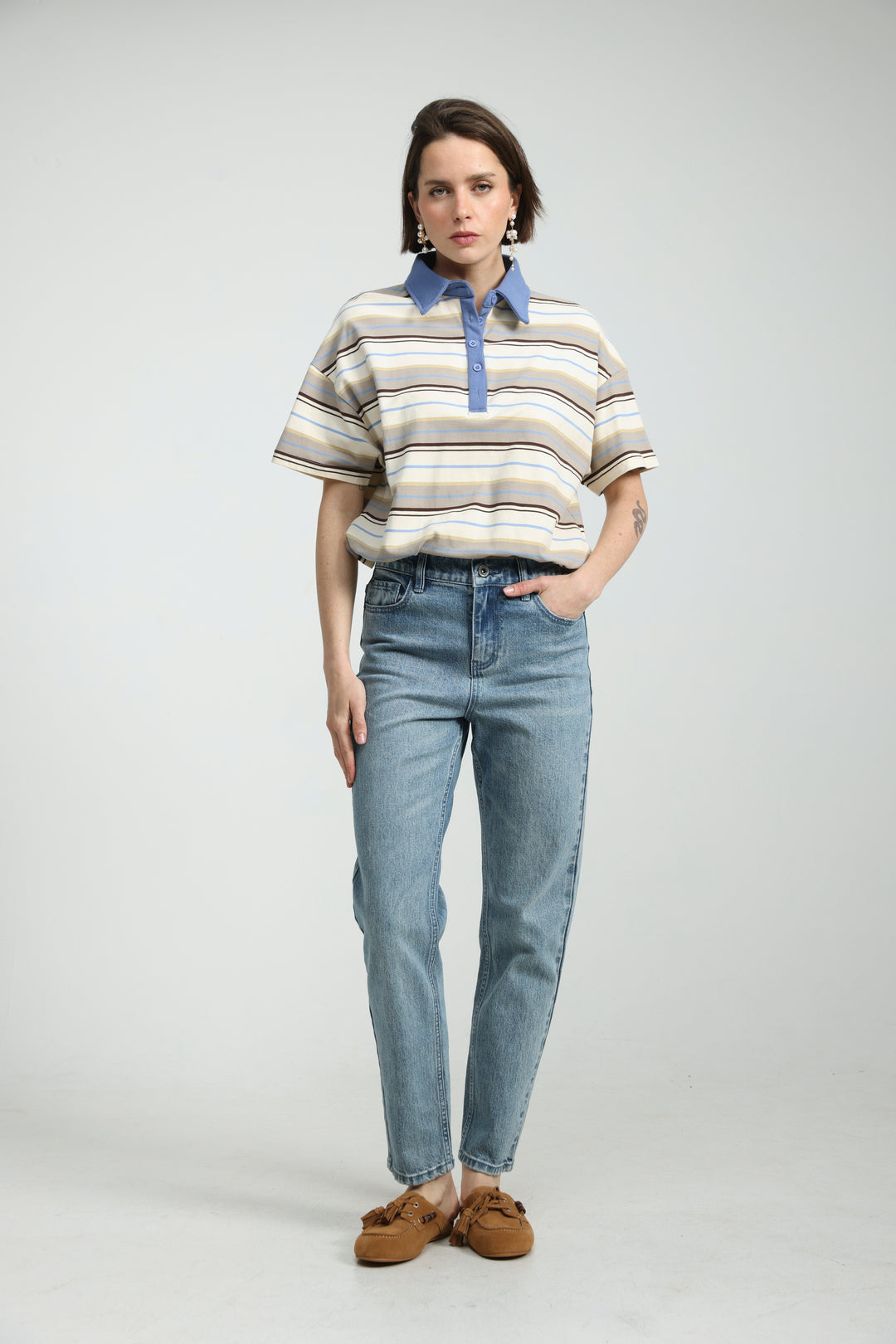 Sound Beige Striped Polo