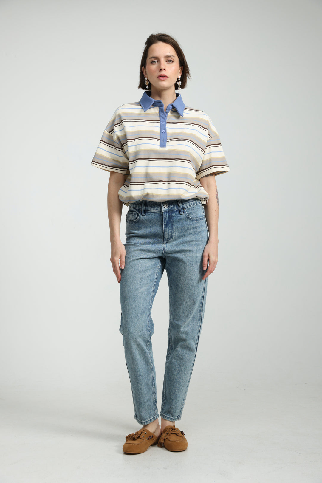 Sound Beige Striped Polo