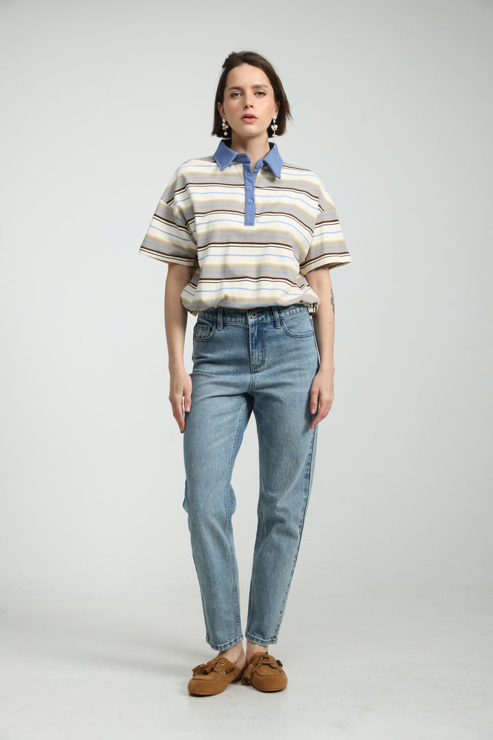 Sound Beige Striped Polo