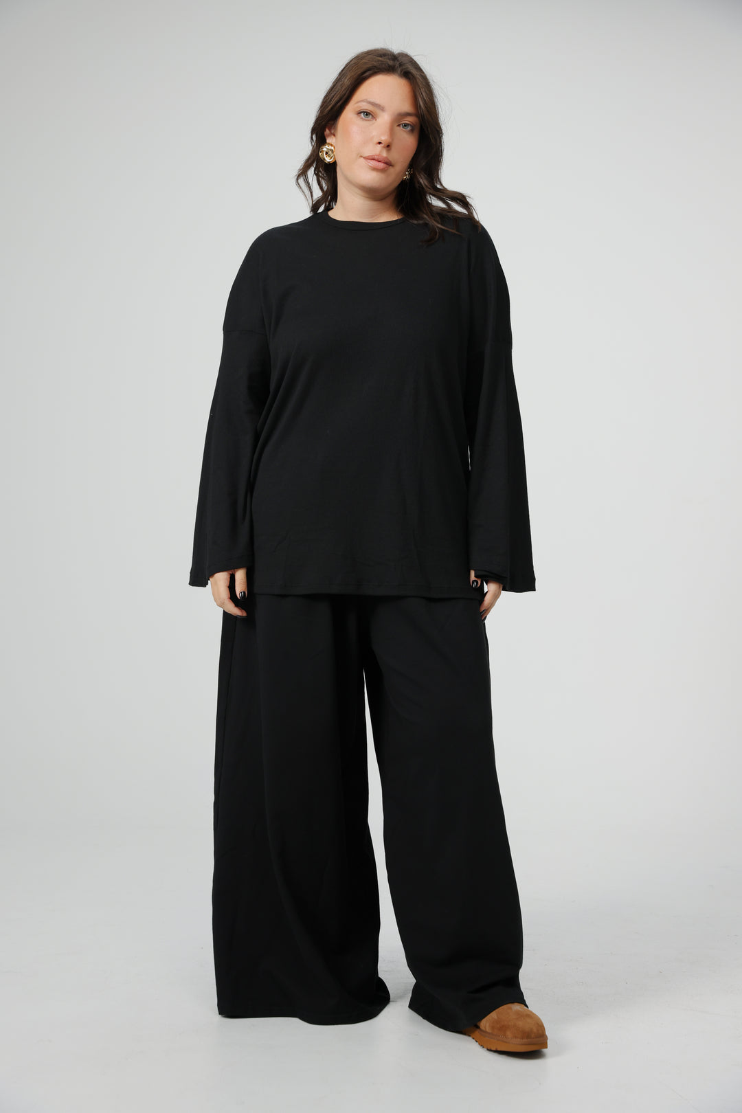 Clean06 Black Rib Boyfriend Shirt