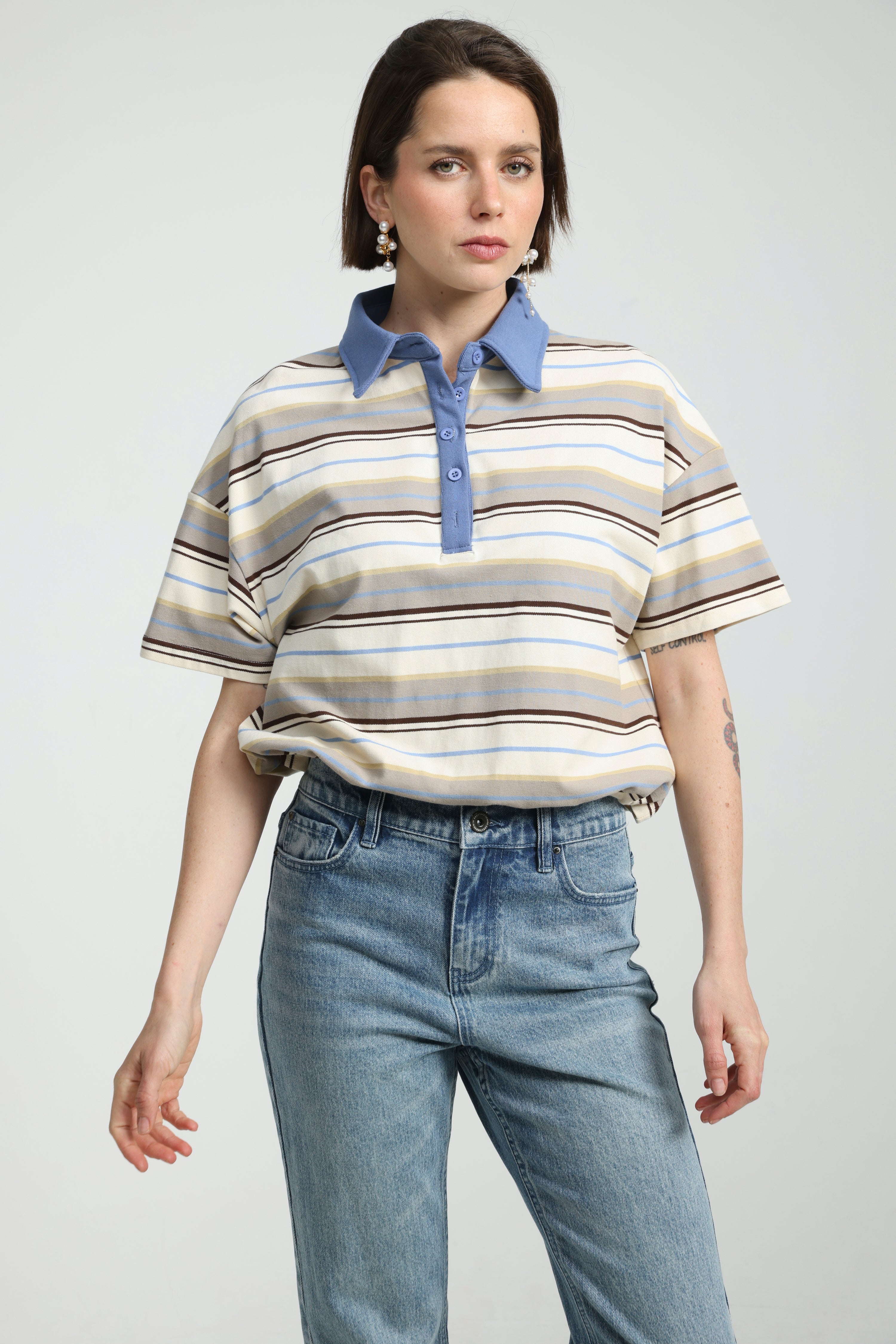 Sound Beige Striped Polo – SEESTARZ