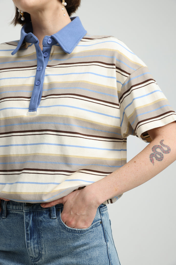 Sound Beige Striped Polo
