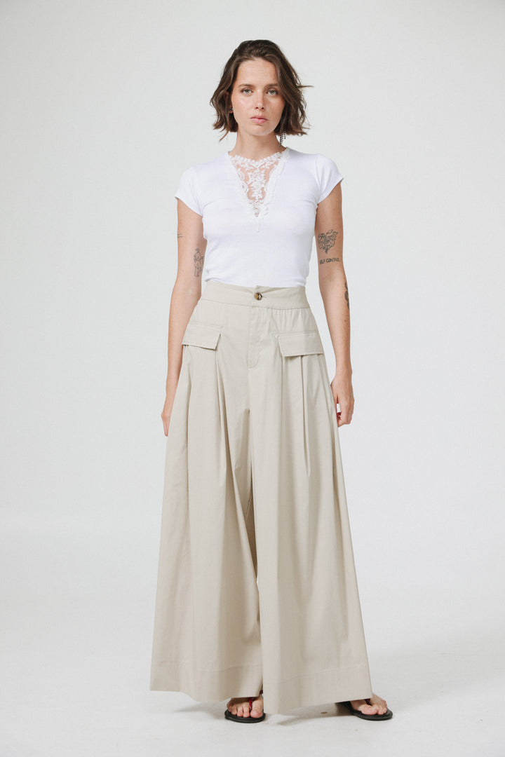 Typing Beige Wide Bottoms
