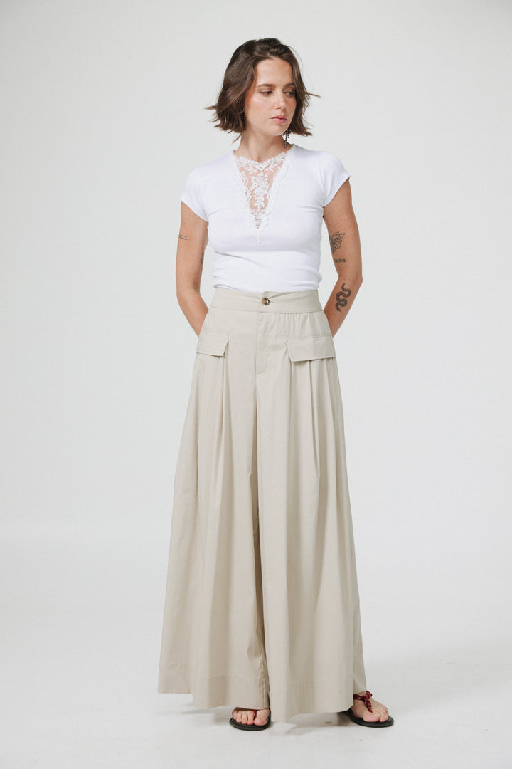 Typing Beige Wide Bottoms